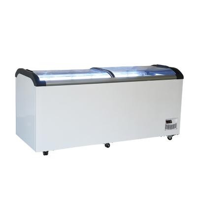 China CUSTOMIZED Commercial Kenkuhl Supermarket Ice Cream Glass Top Sliding Lid Chest Freezer Showcase for sale