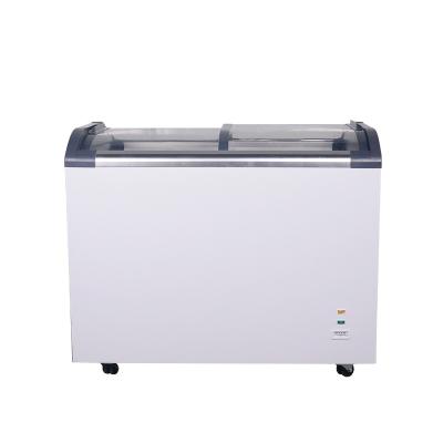 China CUSTOMIZED Kenkuhl Double Daging Curved Top Commercial Ice Cream Display Freezer For Frozen Food for sale