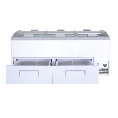 China Glass Top Freezer With Drawer Gelato Ice Cream Display Island Freezer Kenkuhl 700L for sale