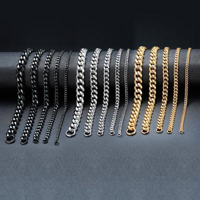 China High Quality Men's 3-11mm Cuban Link Chain Bracelets Simple Stainless Steel Restriction For Jewelry Gifts Bangle Stainless Steel for sale