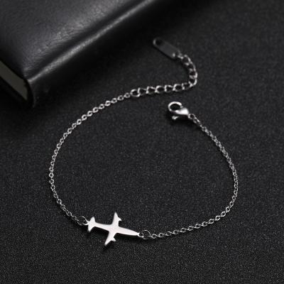 China Airplane Flat Aircraft Stainless Steel Bracelet High Quality JW Charm Bracelets Adjustable Flat Pulsera Bracelets Women for sale