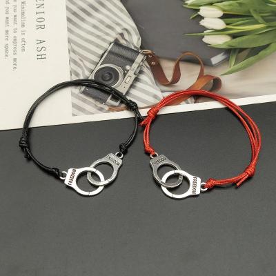 China High Quality 2 Pcs Handcuff Bracelet Set Adjustable Rope For Women Men Friendship Couple Bracelets Matching Bracelets for sale