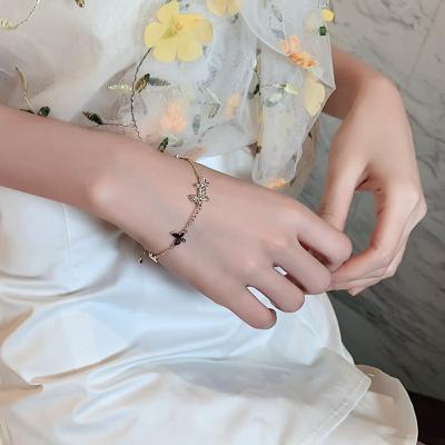 China High Quality Prevent Allergy Alloy Wedding Bracelet For Couples Crystal Butterfly Classic Women Bracelet for sale