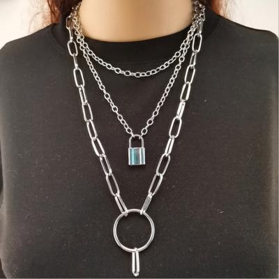 China High Quality Lock Chain Necklace With Padlock Pendants For Women Men Punk Jewelry On The Neck Egirl Eboy Grunge Aesthetic Accessories 2021 for sale