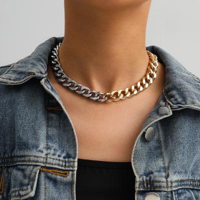 China Wholesale Mixed Color Hip Hop Alloy Necklace Jewelry 2021 Style Simple Punk Thick Chain Necklace for sale