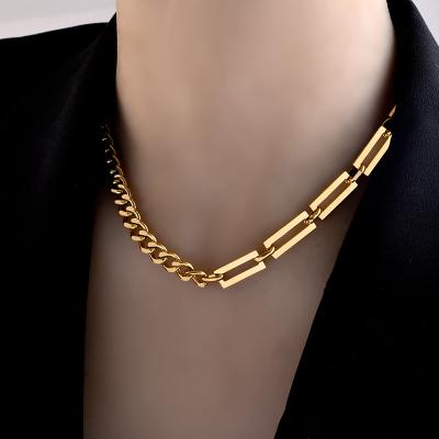 China Popular High Quality Gold Plated Jewelry Necklaces Stainless Steel 18K Gold Cuban Link Chain For Women Men Party Chunky Necklace Gift for sale