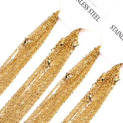 China Hiphop Width 2mm Cut Rolo Round Link Stainless Steel 18K Gold Plated Necklace Chain Jewelry Wholesale Chain for sale