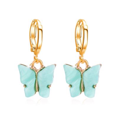 China 2021 New Fashion Women Butterfly Animal Drop Earrings Statement Sweet Colorful Acrylic Girls Party Jewelry for sale