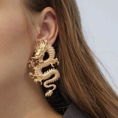 China Fashionable Vintage Dragon Earrings Personality Pendant Long Decoration Earrings 2021 Popular Female Jewelry for sale