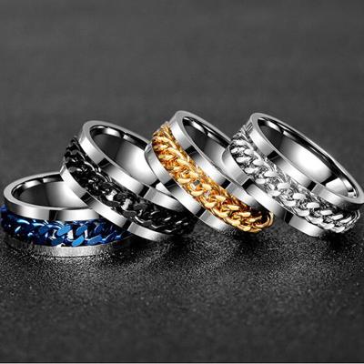 China CLASSIC Rotating Stainless Steel Men's Ring High Quality Spinner Chain Punk Women Jewelry For Party Rings for sale