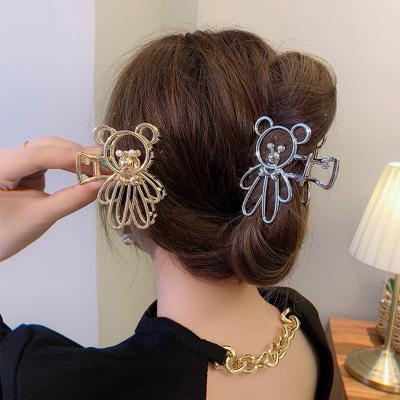 China Summer 2021 new fashion metal temperament ponytail hair clip summer shark claw hollow bear elegant hair clip for sale