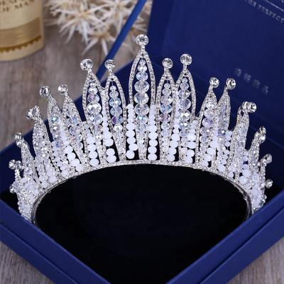 China Fashion Various Color Gold Crystal Crowns Bride Tiara Fashion Queen To Wedding Crown Headpiece Jewelry for sale