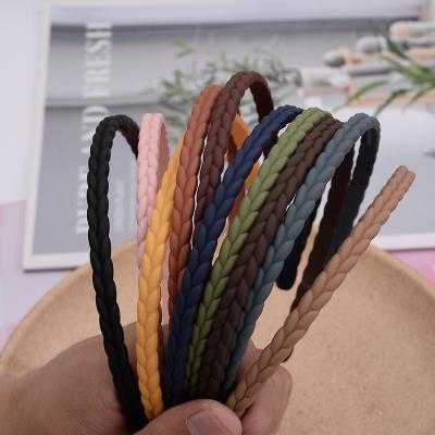 China 2021 New Design Fashion Attractive Frosted Solid Color Braid Hairband Headband Women Hair Accessories for sale