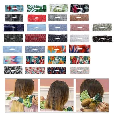 China Popular women knotted bun print skillful hair bands rope headband summer hairpin braider makers shape cloth hair bands hair braiding tool for sale