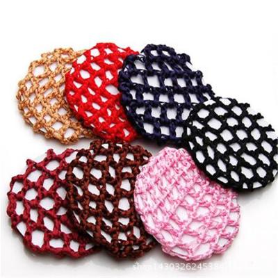 China Wholesale Popular Colorful Elastic Ballet Bun Crochet Handmade Hair Net Polyester Hair Snood Net for sale