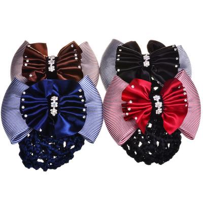 China Popular Professional Flower Hotel Telecom Bank Server Work Dish Hair Net Bag Bow Hair Clip for sale