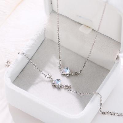 China New High Quality Rhinestone Crystal Antlers Wings Pendant Shining Statement Jewelry Women Necklace Bracelet Jewelry Set for sale