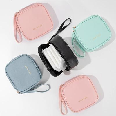 China CLASSIC Leather Portable Makeup Lipstick Pouch Pad Pouch Sanitary Napkin Pad Girls Earphone Leather Main Data Cable Travel Organizer for sale