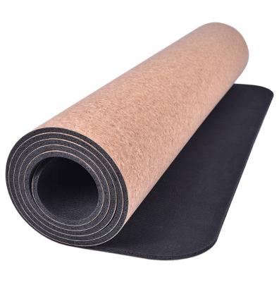 China Erercise Eco-Friendly Double Layer Natural Cork Yoga Mat Rubber Tapete De Yoga No Glue Yoga for sale