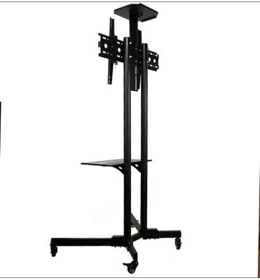 China Cold Rolled Steel+Plastic+Pulley Mobile TV Cart 32 - 70 Inch Tilt & Vertical Adjustment Rack, Holds To 60 Pounds, 2 Shelves, Locking Wheels, Rolling Cart for sale