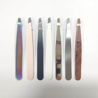 China Eco-Friendly Diamond Gold Custom Private Label Tipped Tip Eyebrow Tweezers for sale