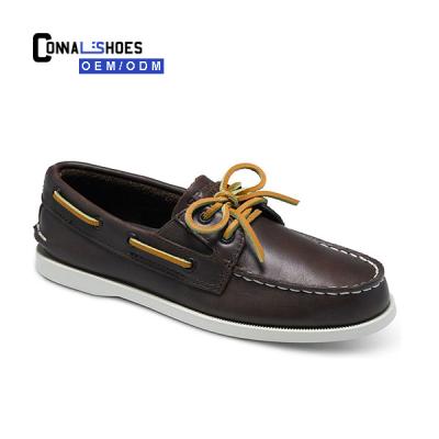 China China Connal breathable kids shoes manufacturer lace up leather rubber outsole kids summer boat shoes for sale