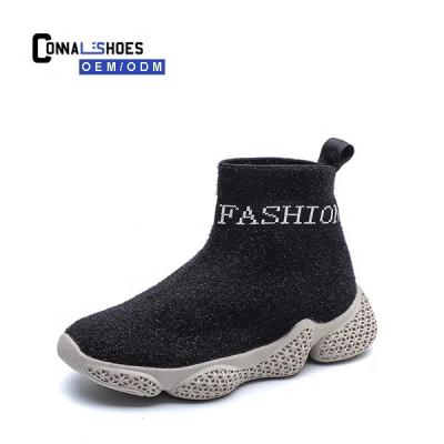 China Fashion\Connal Comfortable Breathable High Top Ankle Sports Running Knitted Kids To Bump Shoes for sale