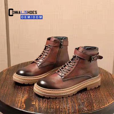 China Breathable Custom Made Winter Bush Laceup Comfortable Off Ankle Leather Men Casual Western Boots for sale