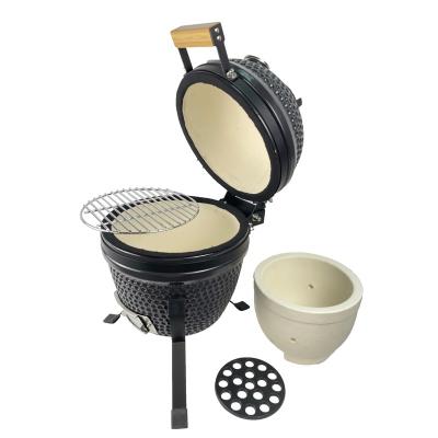 China Adjustable Height 13 Inch Mini Kamado Portable Ceramic Barbecue Grill for sale