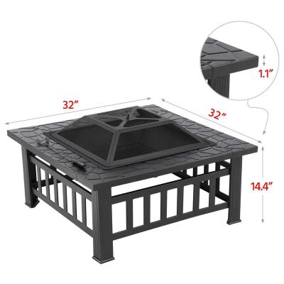 China Adjustable Height Made In China Modern Black 81cm Firepit Gas Square Metal Fire Pit for sale