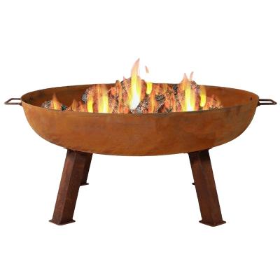 China Adjustable Height Simple Design Rust Look 60cm Outdoor Patio Fire Pit Table Set for sale