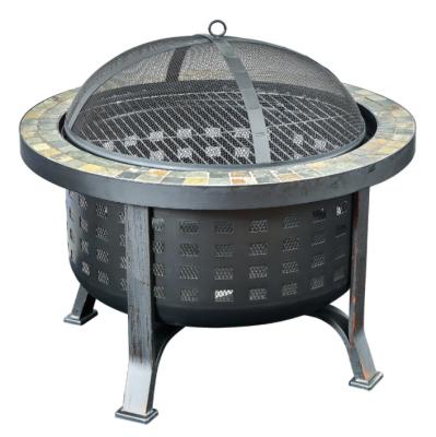 China Height Adjustable Patio Heater Garden Fire Pit Fire Bowl Antique Copper With Mosaic for sale