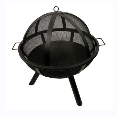 China Hot Selling Adjustable Height Black Round Ball Firebowl Modern Wood and Charcoal Fire Pits For Outdoor Use for sale