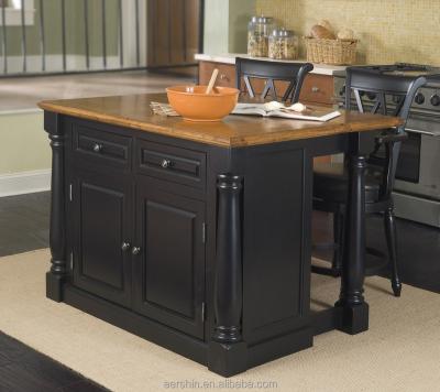 China Espresso Shaker American Project Furniture Sideboards Solid Wood Kitchen Island With Wheel for sale