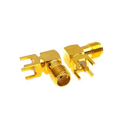 China Factory Direct Communication Connector High Frequency Antenna Seat SMA-KWE SMA-KWHD Curved 90 Degree PCB Plate Solder Copper Plated for sale