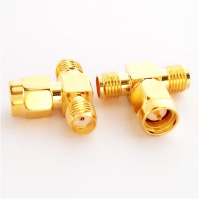 China High quality three way high frequency copper plating rf communication adapter SMA-KJK one gold from revolution two mother factory direct for sale