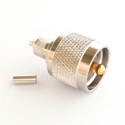 China 50Î © M.UHF (SL16) M.UHF-C-J1.5 Brass Male Factory Crimp RF Coaxial Connector Joining RG316 RG174 Wire Copper Material for sale