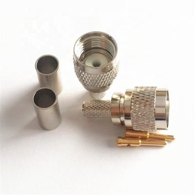 China 50Î © Mini M.UHF (SL16) M.UHF-C-J3 Brass Male Crimp RF Coaxial Connector Joining RG58 RG142 Wire Copper Material for sale