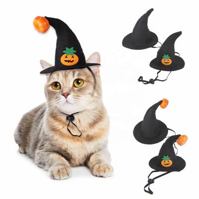 China Playful Stocked Cat Halloween Hats Pumpkin Smiley Pet Face Cute Funny Headwear Dog Headdress for sale