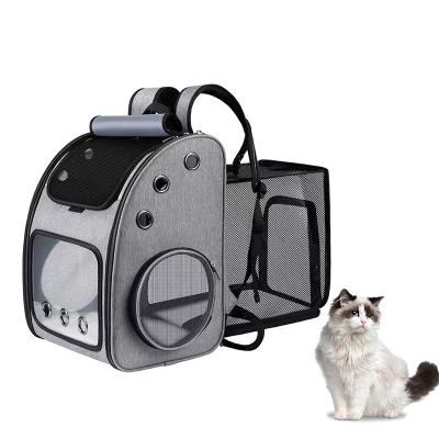 China Stored Cat Bag For Travel With Transparent Convenient Breathable Folding Backpack Padded Shoulder Carrying Strap Cat Bag for sale