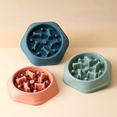 China Sustainable Anti Engulfing Eating Bowl Dog Feeder Bowl Healthy Interactive Slow Slip Non Feeding Pet Bowl for sale