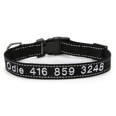 China Custom Embroidered Reflective Personalized Dog Collar Pet Name and Phone Number ID Adjustable Collar Accessories for sale