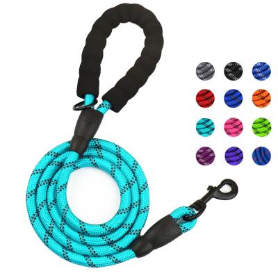 China 5/6FT Strong Reflective Dog Leashes With Comfortable Padded Nylon Handle Rope Dog Leash For Medium Large Dogs for sale