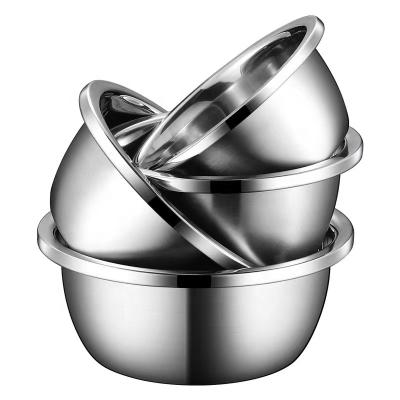 China Hot Selling Heatable Stainless Steel Salad Mixing Bowl Deep Basin For Food Washing Large SS Food Container for sale