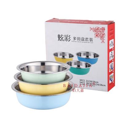 China Viable Wholesale Serving Bowl Set Stainless Steel Rice Bowl Stainless Steel Basin Mixing Salad Bowl for sale