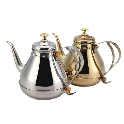 China Durable Classic Arabic Palace Dallah Dubai Drip Teapot Stainless Steel Coffee Pot With Tea Infuser for sale