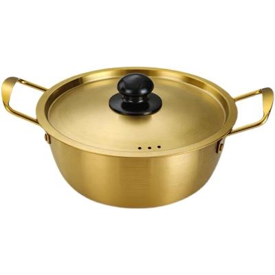 China Instant Noodle Pan Ramen Pot Seafood Pot Viable Hot Korean Style Soup Stainless Steel Sales Pot for sale