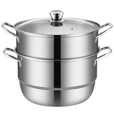 China Top Quality Sustainable Hot Sales American Style 2 Layers Stainless Steel Food Steamer Pot With Lid for sale