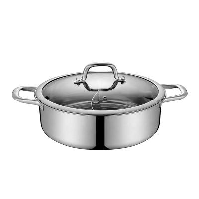 China Sales 304 Stainless Steel Viable Hot Pot Double Pot With Divider Shabu Twin Split Pot for sale