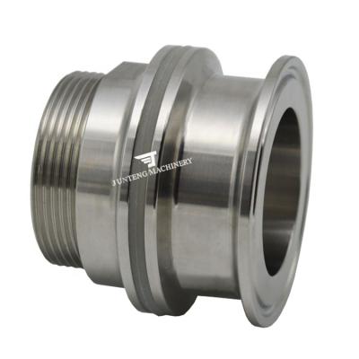 China SS304/316L Stainless Steel Tri Clamp Bulkhead One Piece Round Thread Adapter for sale